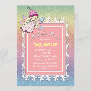 Süße Mädchen-Fee Baby Shower Einladung