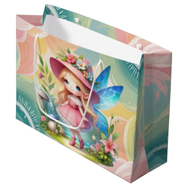 Süße Mädchen Feenliebhaber Große Geschenktüte (Vorderseite Schrägansicht)