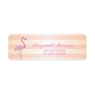 Süße Mädchen-gestreifte, rosa Flamingo-Adressetike