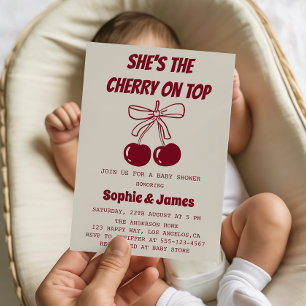 Süße Mädchen-Kirsche-auf-dem-Gipfel-Baby-Shower-Pa Einladung