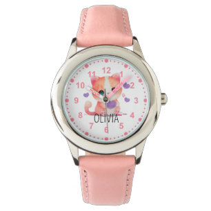 Süße Mädchen Kitty Kätzchen Katze Rosa Benutzerdef Armbanduhr