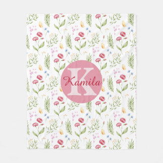 Süße Mädchen Monogramm Name Floral Fleece Decke