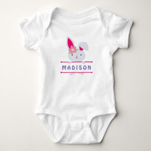 Süße Mädchen-Osterhase Personalisierter Name Baby Strampler