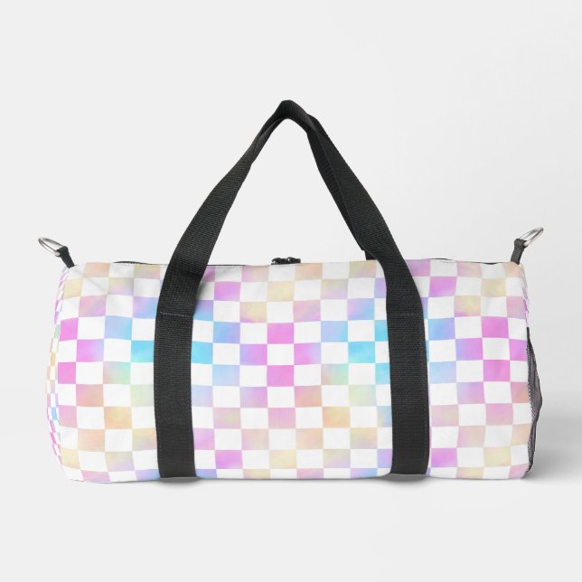Süße Mädchen Pastell-Regenbogen-Karo-Karo Duffle Bag (Vorderseite)