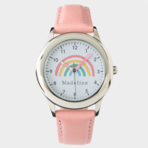 Süße Mädchen Pastell Rosa Regenbogen Kinder Armbanduhr