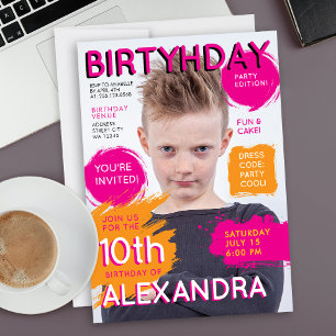 Süße Mädchen-Pink Orange Kinder-Magazin-Cover-Foto Einladung