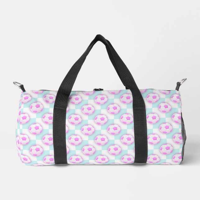 Süße Mädchen Rosa und Blau Fußball-Muster Duffle Bag (Vorderseite)