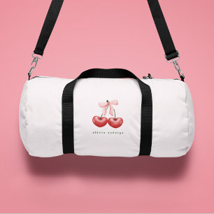 Süße Mädchen-Rot- und Rosé-Kirsch-Herz-Schleife  Duffle Bag