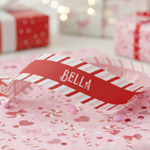 Süße Mädchen-rote und rosa Weihnachts-Candy-Cane-S Ripsband