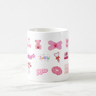 Süße Mädchen-Sticker-Collage-Tasse Kaffeetasse