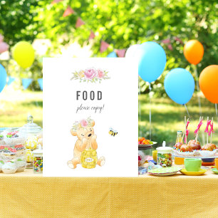 Süße Mädchen-Teddybär-Baby-Party-Esszimmertisch Poster