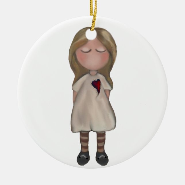 Süße Mädchen-Verzierung Keramik Ornament (Vorne)