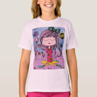Süße Mädchen-Yoga-Illustration Kinder-T-Shirt T-Shirt