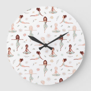Süße Mädchen Zen Yoga Meditation Spiritual Namaste Große Wanduhr