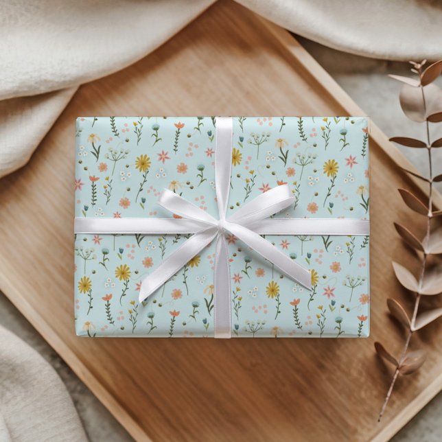 Süße Mädchen Zwei Wilde Boho Wildblumen Geburtstag Geschenkpapier (Von Creator hochgeladen)
