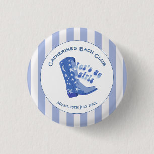 Süße Mädchenblaue Cowgirl-Stiefelstreifen Button