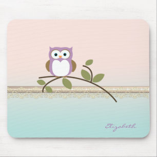 Süße Mädchenhaft niedliche Eule-Personalisiert Mousepad