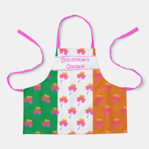 Süße, mädchenhafte irische Flagge Pink SHAMROCK Mä Schürze