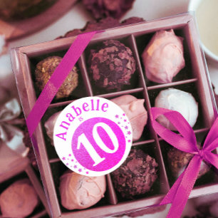Süße Mädchenhafte Rosa Glitter Geburtstag Alter St Runder Aufkleber