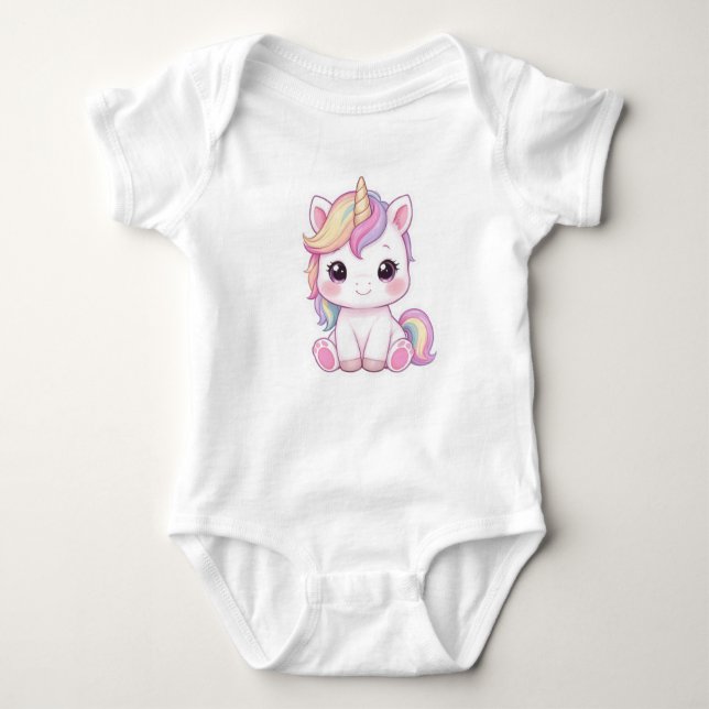 Süße magische Einhorn-Sticker-Illustration Baby Strampler (Vorderseite)