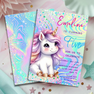 Süße magische Glitzer-Einhorn-Geburtstagsfeier Einladung