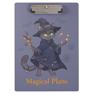 Süße magische Katzen-Halloween-Schreibtischunterla Klemmbrett