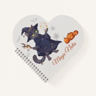 Süße magische Katzen-Halloween-Spiralnotizbuch Notizbuch