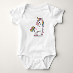 Süße magische rosa Einhorn-Illustration für Baby Strampler