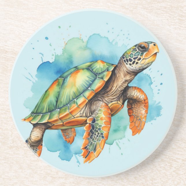 Süße Mal-Schildkröte Getränkeuntersetzer (Vorne)