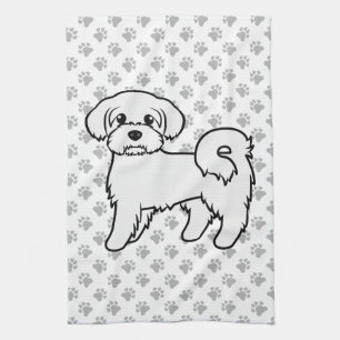 Süße malteser Cartoon-Hund-Illustration Geschirrtuch