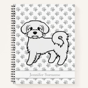 Süße malteser Cartoon-Hund-Illustration & Name Notizbuch