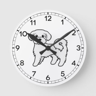 Süße malteser Cartoon-Hund-Illustration Runde Wanduhr