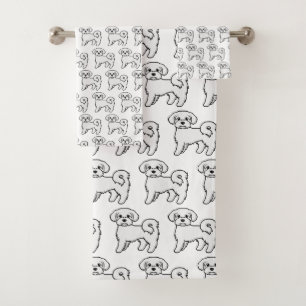 Süße malteser Cartoon-Hund-Illustrationsmuster Badhandtuch Set