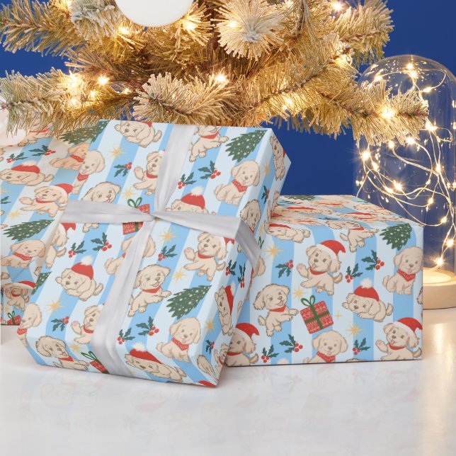 Süße Malteser-Welpen Weihnachtsgeschenk Geschenkpapier (Feiertage)