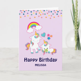 Süße Mama & Baby Einhorn Magischer Geburtstag Karte