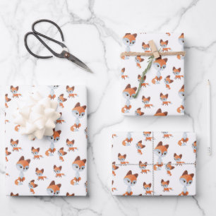 Süße Mama Baby Fuchs Kachel Unisex-Muster Geschenkpapier Set