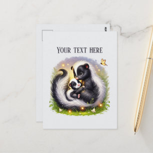 Süße Mama Baby Skunk Text hinzufügen  Postkarte