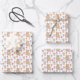 Süße Mama Babybär gekacheltes Muster Geschenkpapier Set