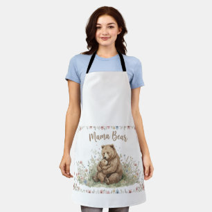 Süße Mama Bär und Baby Bär Floral Aquarell Schürze