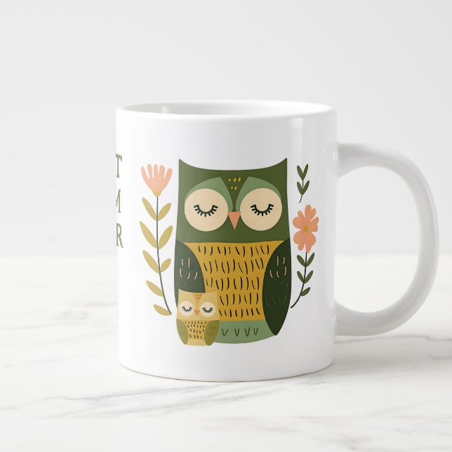 Süße Mama Eule & Eulenkindchen Beste Mutter Aller  Jumbo-Tasse (Rechts)