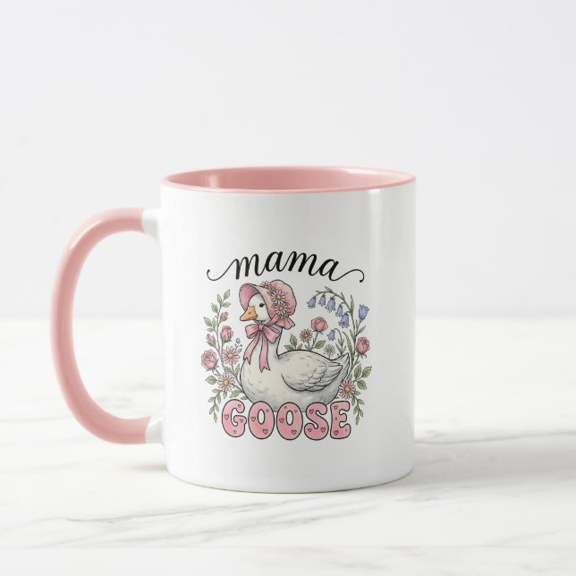 Süße Mama-Gans-Wortkunst  Tasse (Links)