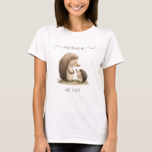 Süße Mama Gegründet Aquarell Igel T-Shirt