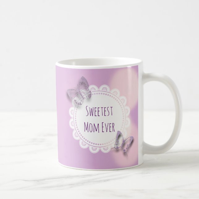 Süße Mama je Lila Schmetterling Kaffeetasse (Rechts)