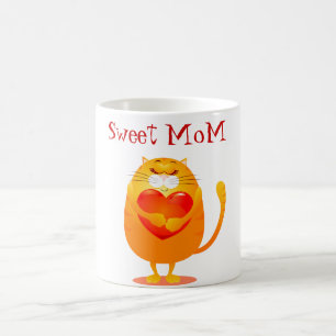 Süße Mama, lustige Katze in Liebe Kaffeetasse