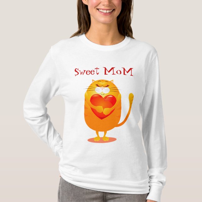 Süße Mama, lustige Katze in Liebe. T-Shirt (Vorderseite)