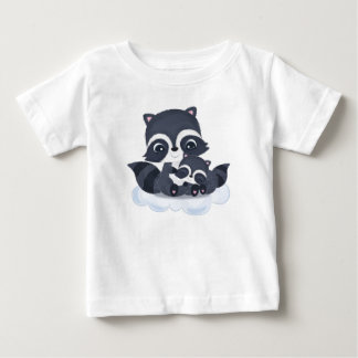 Süße Mama- und Baby-Waschenbären-Cartoon Baby T-shirt