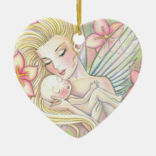 Süße Mama und Baby Weihnachtsdekoration Keramikornament