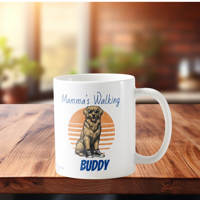 Süße Mamas Walking Buddy Kaffeetasse (Fun Design of a golden Retriever, Personalize)