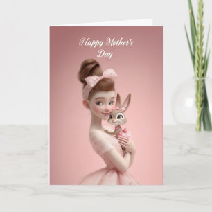 Süße Mami und Baby-Häschen Rosa Muttertag Karte