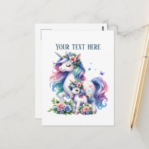 Süße Mamma Baby Einhorn Text hinzufügen Postkarte